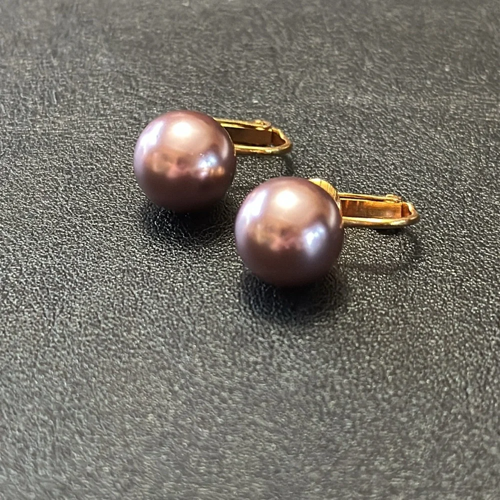 Lavender Pearl Ball Clip On Vintage Earrings